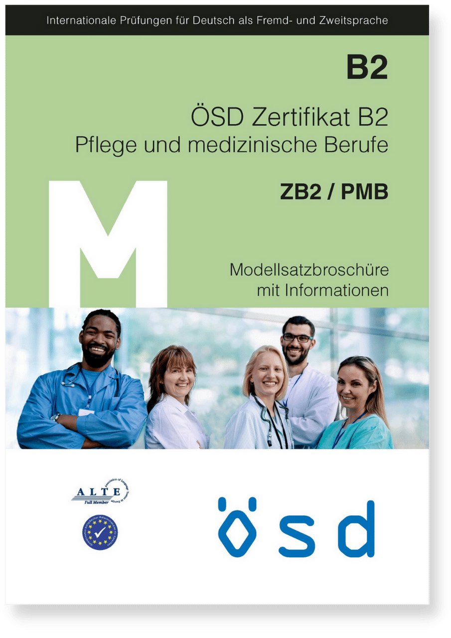 Cover B2 Pflege und medizinische Berufe Modellsatzbroschüre mit Informationen